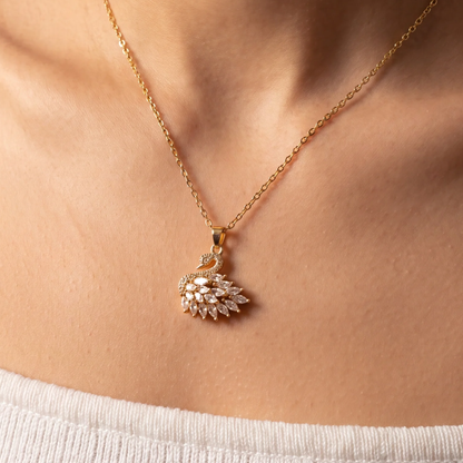 Valeria Collier Cygne Cristaux Gold
